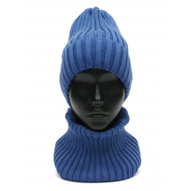 Шапка вязаная с подкладом, размер 56-58, индиго Шапка вязаная с подкладом, размер 56-58, индиго