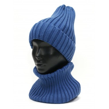 Шапка вязаная с подкладом, размер 56-58, индиго Шапка вязаная с подкладом, размер 56-58, индиго