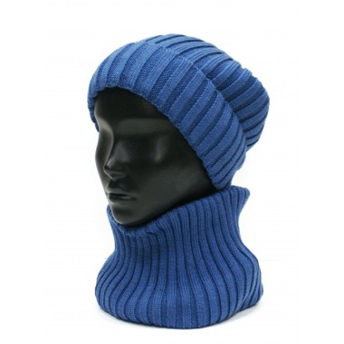 Шапка вязаная с подкладом, размер 56-58, индиго Шапка вязаная с подкладом, размер 56-58, индиго