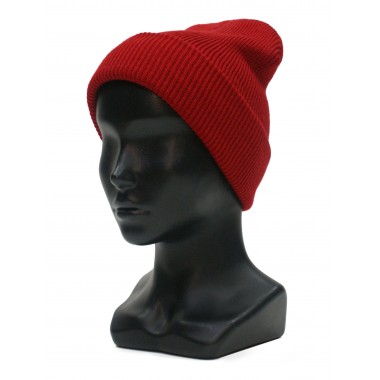 Шапка вязаная двойная, унисекс, размер 55-58, красный Шапка вязаная двойная, унисекс, размер 55-58, красный