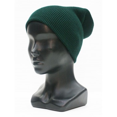 Шапка вязаная двойная, унисекс, размер 55-58, темно-зеленый Шапка вязаная двойная, унисекс, размер 55-58, темно-зеленый