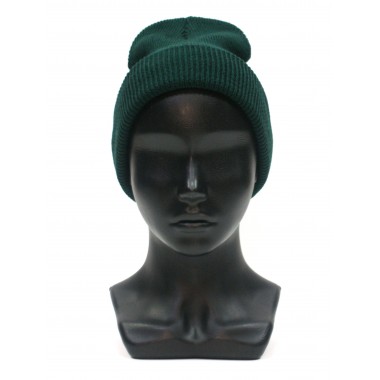 Шапка вязаная двойная, унисекс, размер 55-58, темно-зеленый Шапка вязаная двойная, унисекс, размер 55-58, темно-зеленый