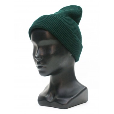 Шапка вязаная двойная, унисекс, размер 55-58, темно-зеленый Шапка вязаная двойная, унисекс, размер 55-58, темно-зеленый