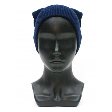 Шапка вязаная двойная, унисекс, размер 55-58, синий Шапка вязаная двойная, унисекс, размер 55-58, синий