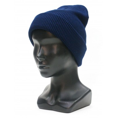 Шапка вязаная двойная, унисекс, размер 55-58, синий Шапка вязаная двойная, унисекс, размер 55-58, синий