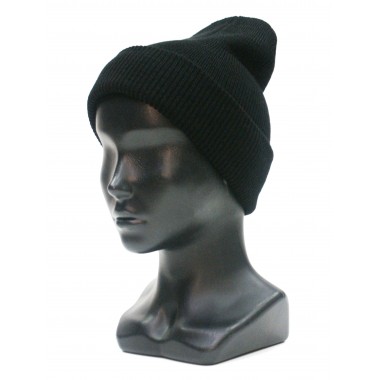 Шапка вязаная двойная, унисекс, размер 55-58, черный Шапка вязаная двойная, унисекс, размер 55-58, черный