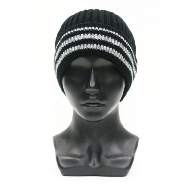 Шапка мужская классика, черный со светло-серой полосой Шапка мужская классика, черный со светло-серой полосой