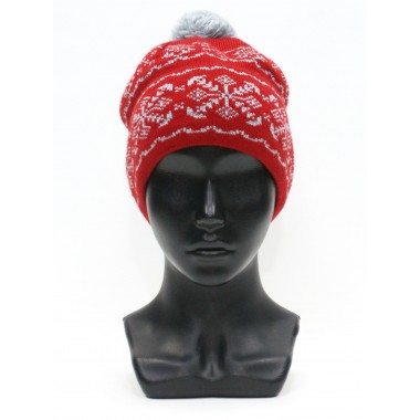 Шапка спортивная вязаная, с подкладом, размер 56-58, красный со светло-серым Шапка спортивная вязаная, с подкладом, размер 56-58, красный со светло-серым