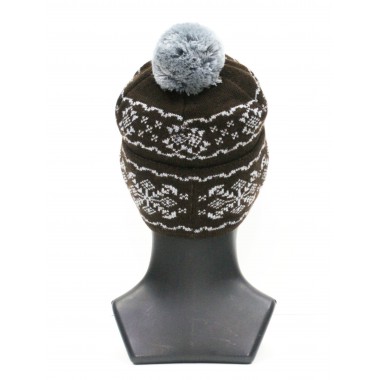 Шапка спортивная вязаная, с подкладом, размер 56-58, шоколад со светло-серым Шапка спортивная вязаная, с подкладом, размер 56-58, шоколад со светло-серым