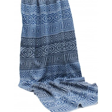 Палантин вязанный, джинсовый, светло-серый, габардин Палантин вязанный, джинсовый, светло-серый, габардин