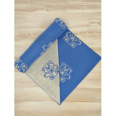 Плед детский вязаный с жаккардовым рисунком 6103,цвет белый, голубой Плед детский вязаный с жаккардовым рисунком 6103,цвет белый, голубой