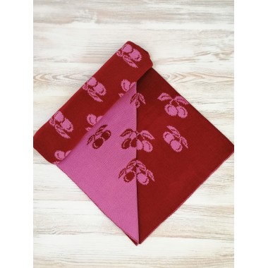 Плед детский вязаный с жаккардовым рисунком 6302,цвет бордо-розовый Плед детский вязаный с жаккардовым рисунком 6302,цвет бордо-розовый