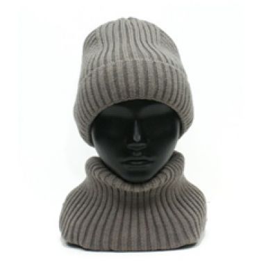 Шапка вязаная унисекс, размер 56-58, серо-бежевый Шапка вязаная унисекс, размер 56-58, серо-бежевый