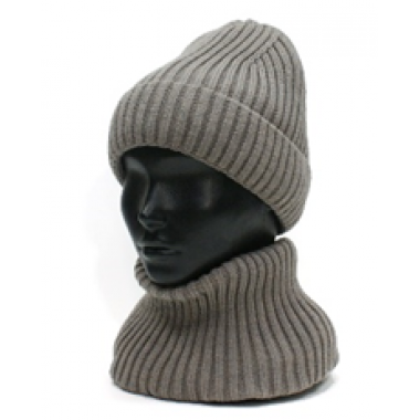 Шапка вязаная унисекс, размер 56-58, серо-бежевый Шапка вязаная унисекс, размер 56-58, серо-бежевый