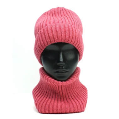 Шапка вязаная унисекс, размер 56-58, герань Шапка вязаная унисекс, размер 56-58, герань