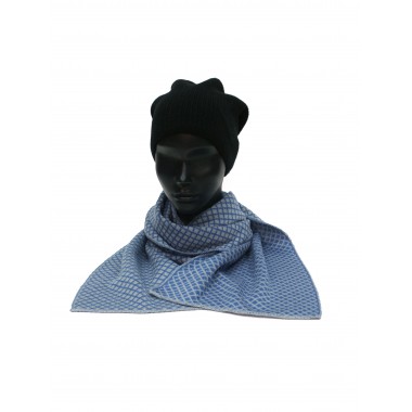 Шарф вязанный, индиго-светло-серый Шарф вязанный, индиго-светло-серый
