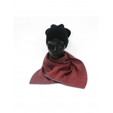 Шарф вязанный, красный-маренго Шарф вязанный, красный-маренго