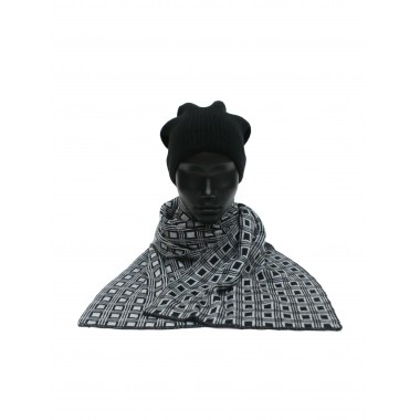 Шарф вязанный, черный светло-серый Шарф вязанный, черный светло-серый